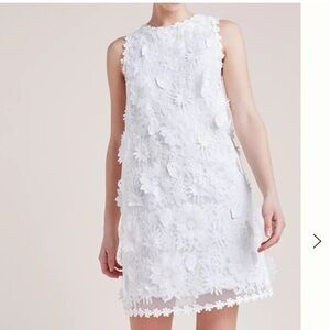 ERI + ALI  Anthropologie Small White Floral Sheath Dress